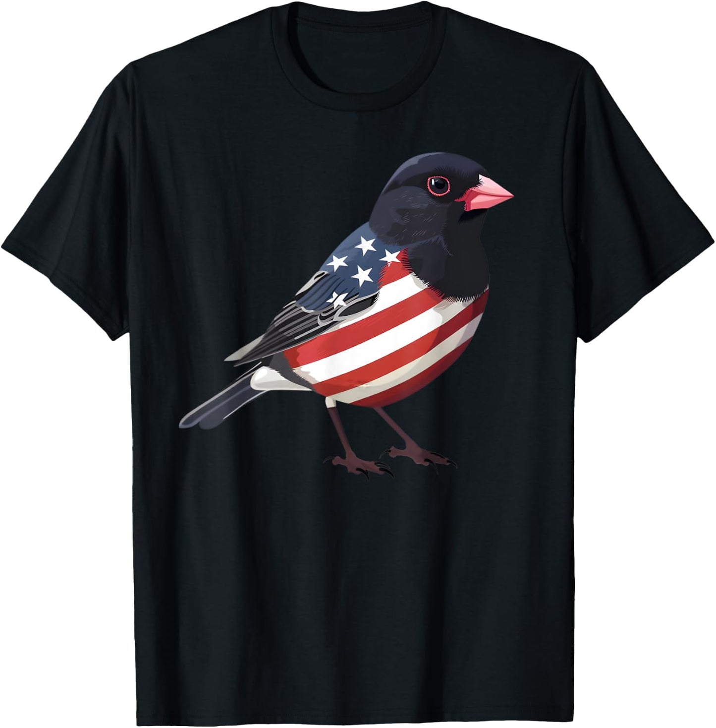 US Flag Dark Eyed Junco Patriotic Bird Face 4th Of July T-Shirt - T-Shirt | Black