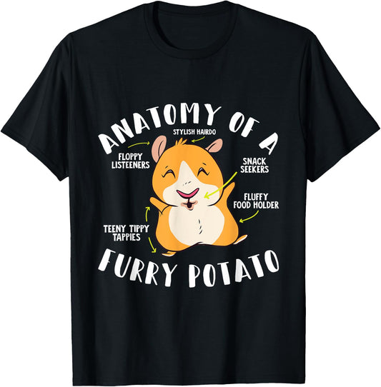 Anatomy Of A Furry Potato Guinea Pig Small Cute Pets T-Shirt - T-Shirt | Black