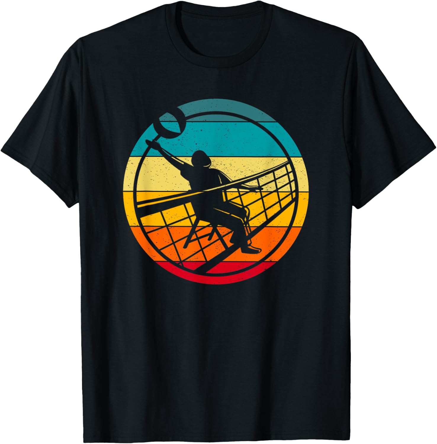 Retro Vintage Volleyballer Design Chair Volleyball T-Shirt - T-Shirt | Black