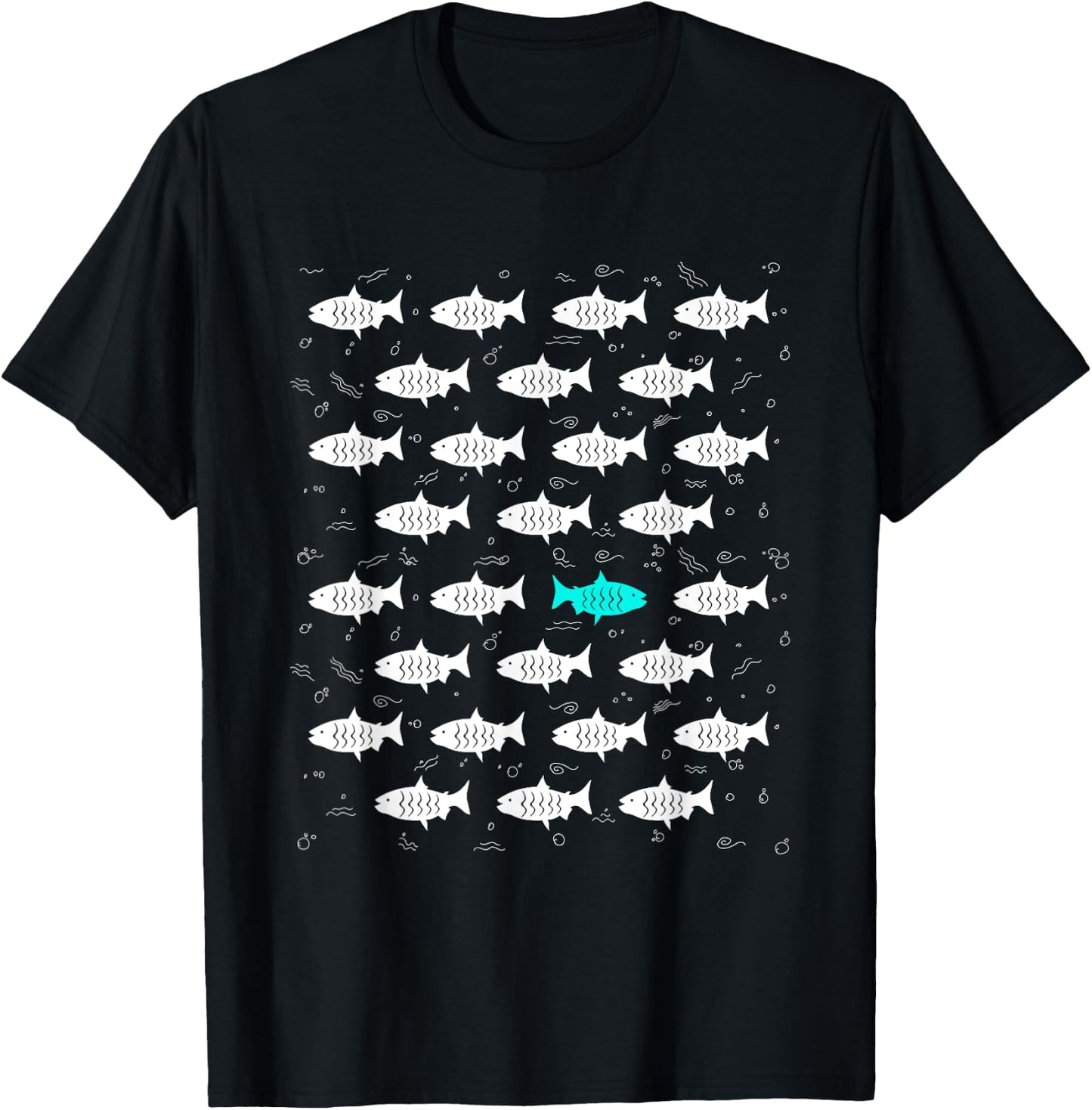 Fish Swimming Against the Ocean and against Current design T-Shirt - T-Shirt | Black