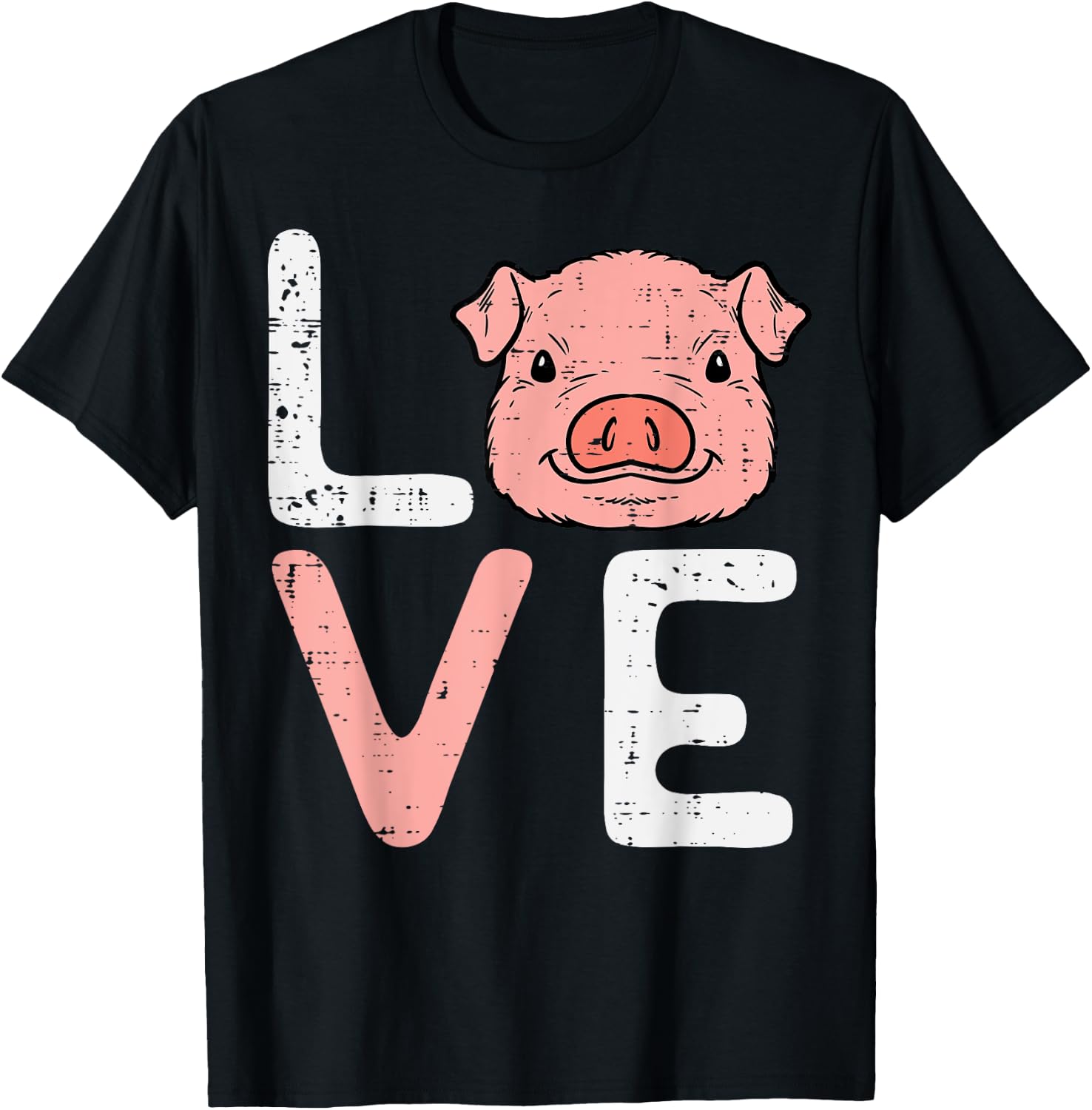 Love Pig Cute Hog Farmer Swine Farm Animal Women Kids Men T-Shirt - T-Shirt | Black