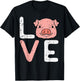 Love Pig Cute Hog Farmer Swine Farm Animal Women Kids Men T-Shirt - T-Shirt | Black