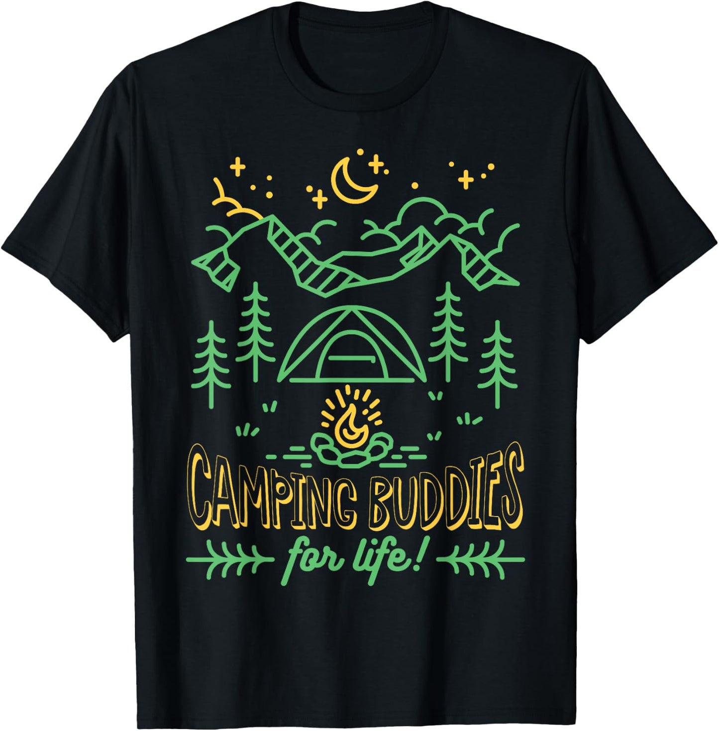 Camping Buddies for Life Adventure Outdoor Lovers T-Shirt - T-Shirt | Black