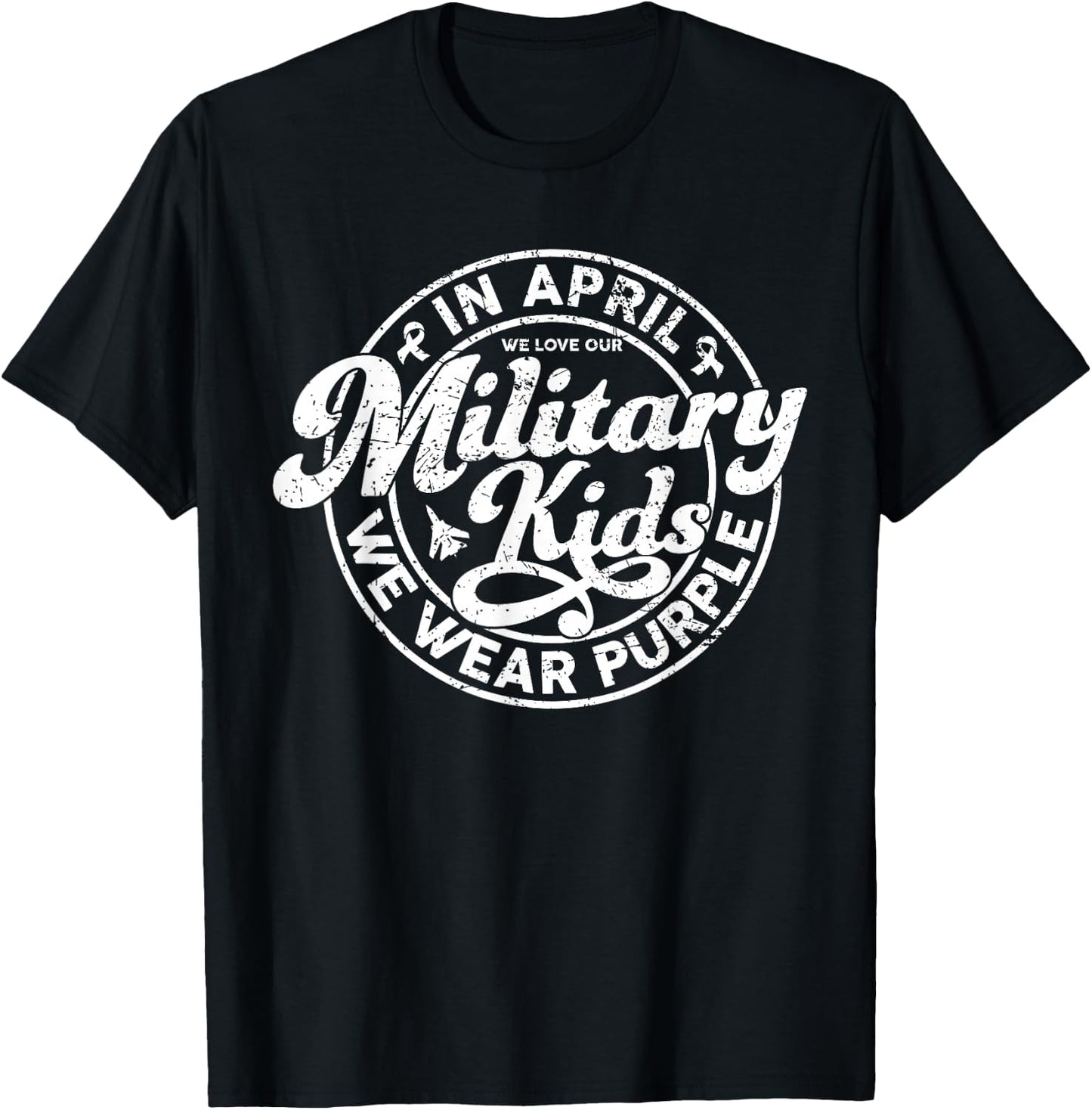 In April We Wear Purple Military Child Month Military Kids T-Shirt - T-Shirt | Black