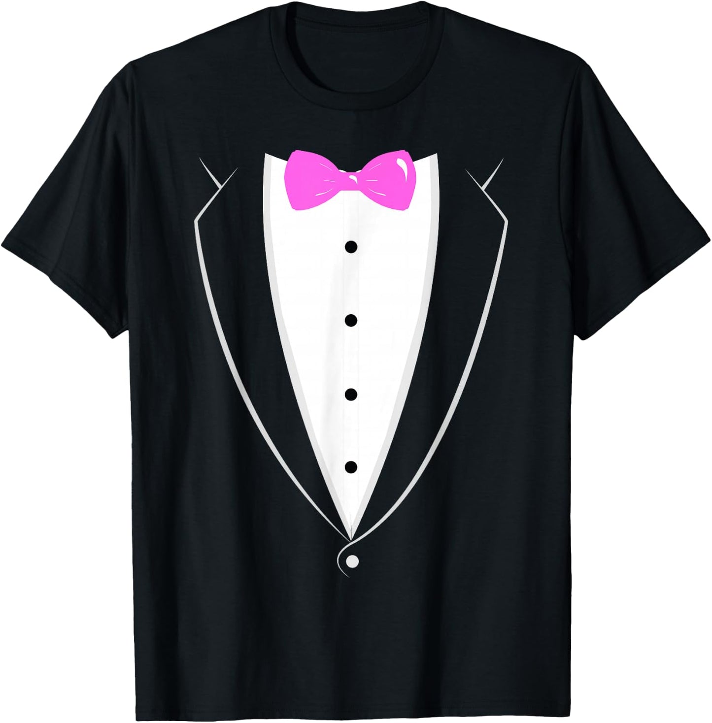 Black and White Tuxedo with Pink Bow tie Novelty T Shirt T-Shirt - T-Shirt | Black
