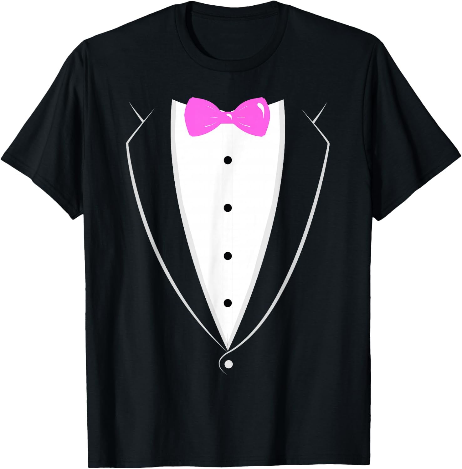 Black and White Tuxedo with Pink Bow tie Novelty T Shirt T-Shirt - T-Shirt | Black