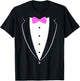 Black and White Tuxedo with Pink Bow tie Novelty T Shirt T-Shirt - T-Shirt | Black
