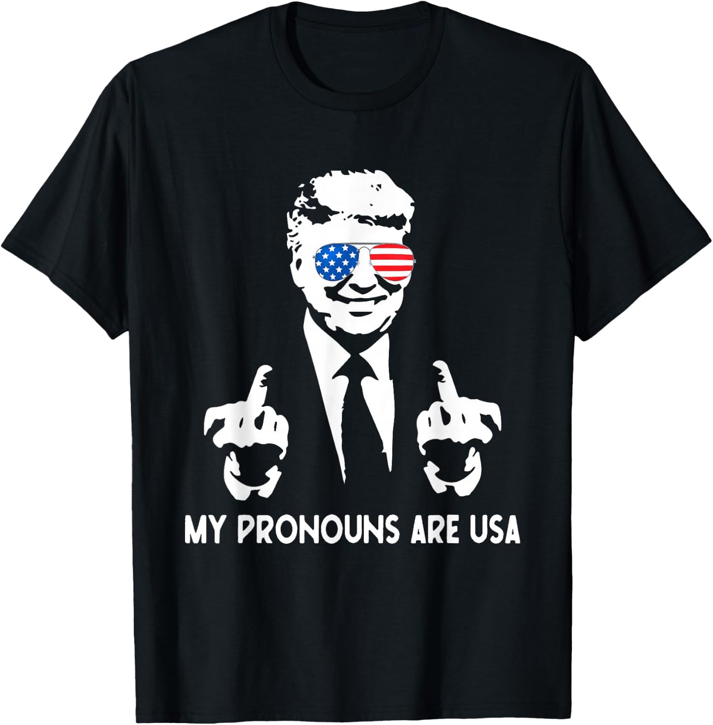 My Pronouns Are USA Patriotic American Flag July 4th T-Shirt - T-Shirt | Black