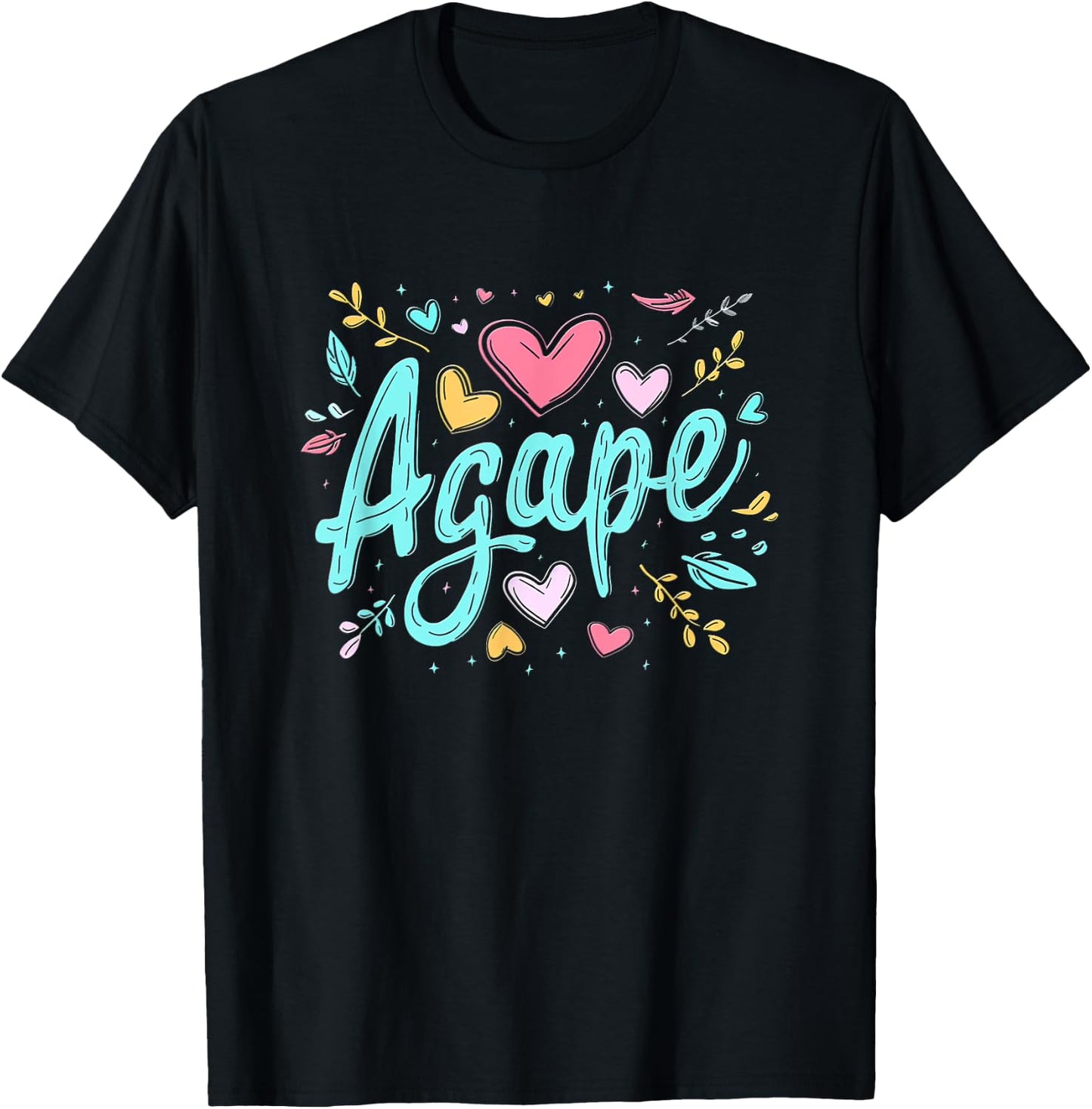 Agape Old Greek Christian Apparel - Christian Faith - Love Agape - -Adults - Black - Small - Short Sleeve T-Shirt - T-Shirt | Black