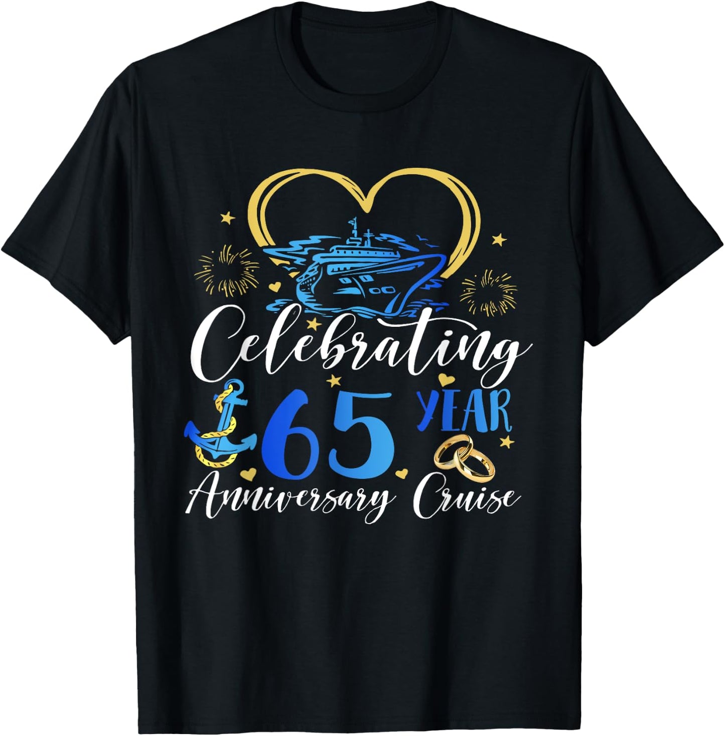 Celebrating 65 Years Anniversary Cruise 65th Anniversary T-Shirt - T-Shirt | Black