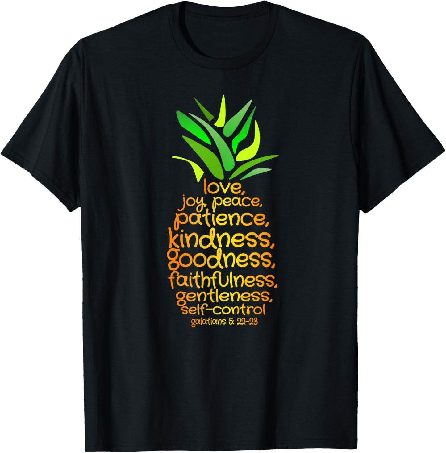 Pineapple Shirt Bible Fruit Of The Spirit Love Joy Peace T-Shirt - T-Shirt | Black