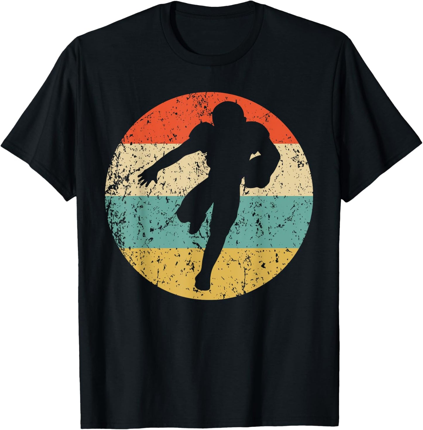 Football Player Running Back Silhouette Retro Sports T-Shirt - T-Shirt | Black