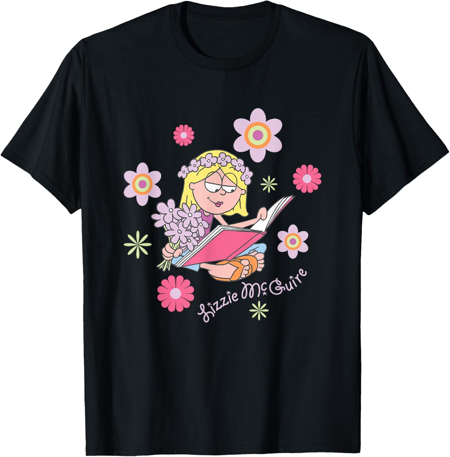 Disney Lizzy McGuire Groovy Hippie Lizzie Big Chest Poster T-Shirt - T-Shirt | Black