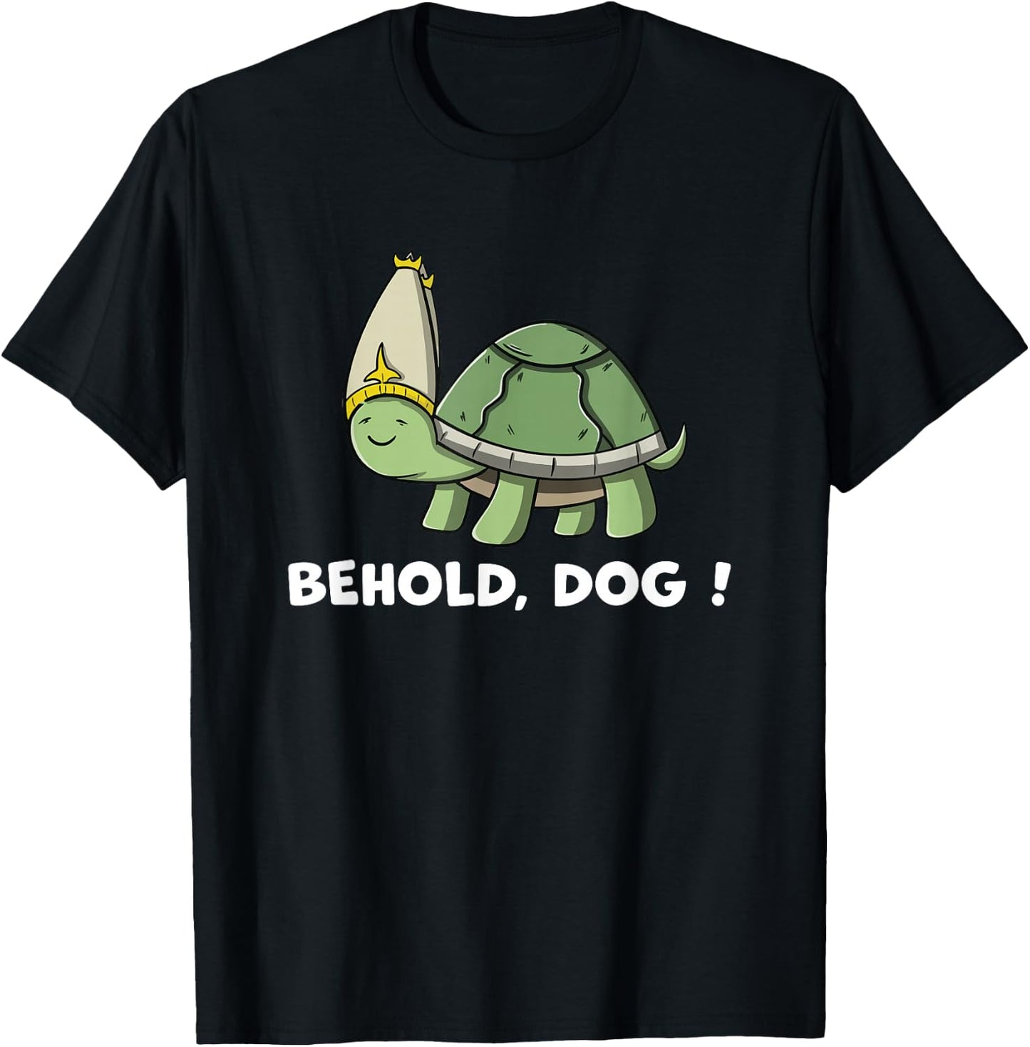 Behold Dog Turttle Art Gaming Turtle Wearing A Priest Hat Men Women Girls Kids T-Shirt - T-Shirt | Black
