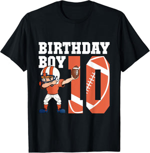 10th Birthday Boy Football Player Dabbing 10 Years Old T-Shirt - T-Shirt | Black