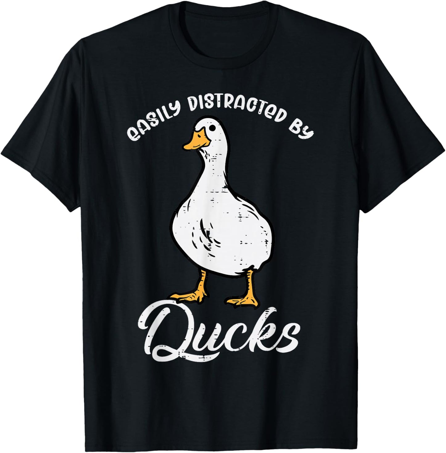 Easily Distracted By Ducks Funny Farmer Hunter Men Women Kid T-Shirt - T-Shirt | Black