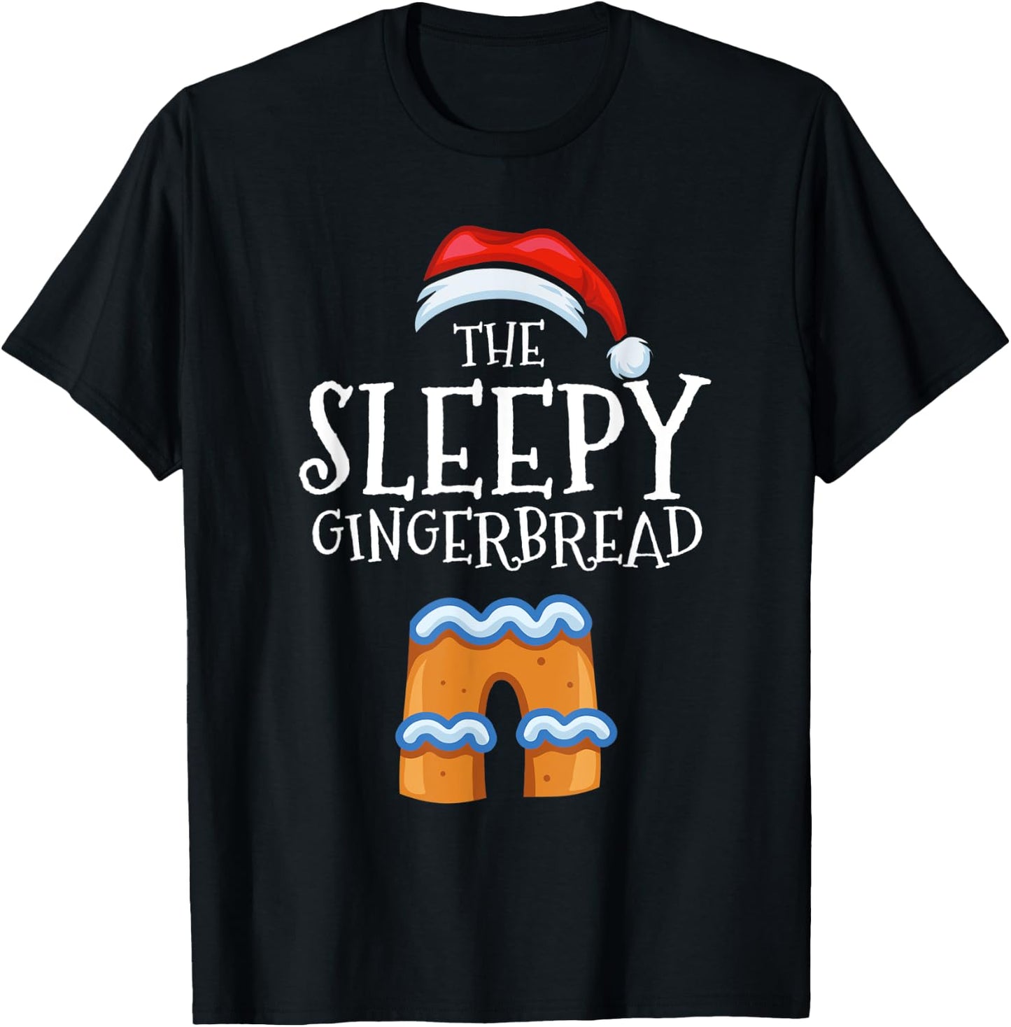Sleepy Gingerbread Family Matching Group Christmas Gift T-Shirt - T-Shirt | Black