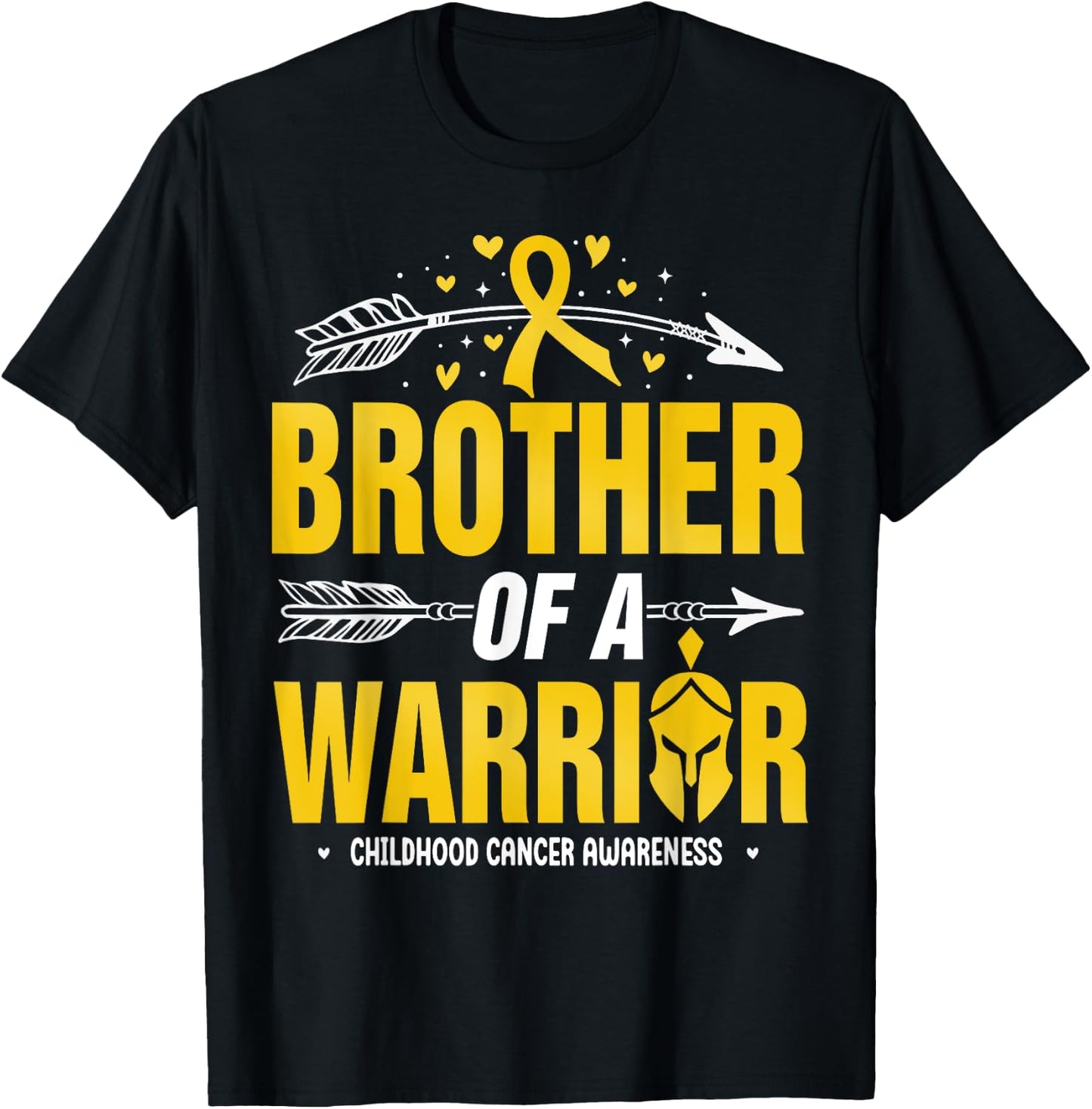 Childhood Cancer Awareness Brother Of A Warrior Gold Ribbon T-Shirt - T-Shirt | Black