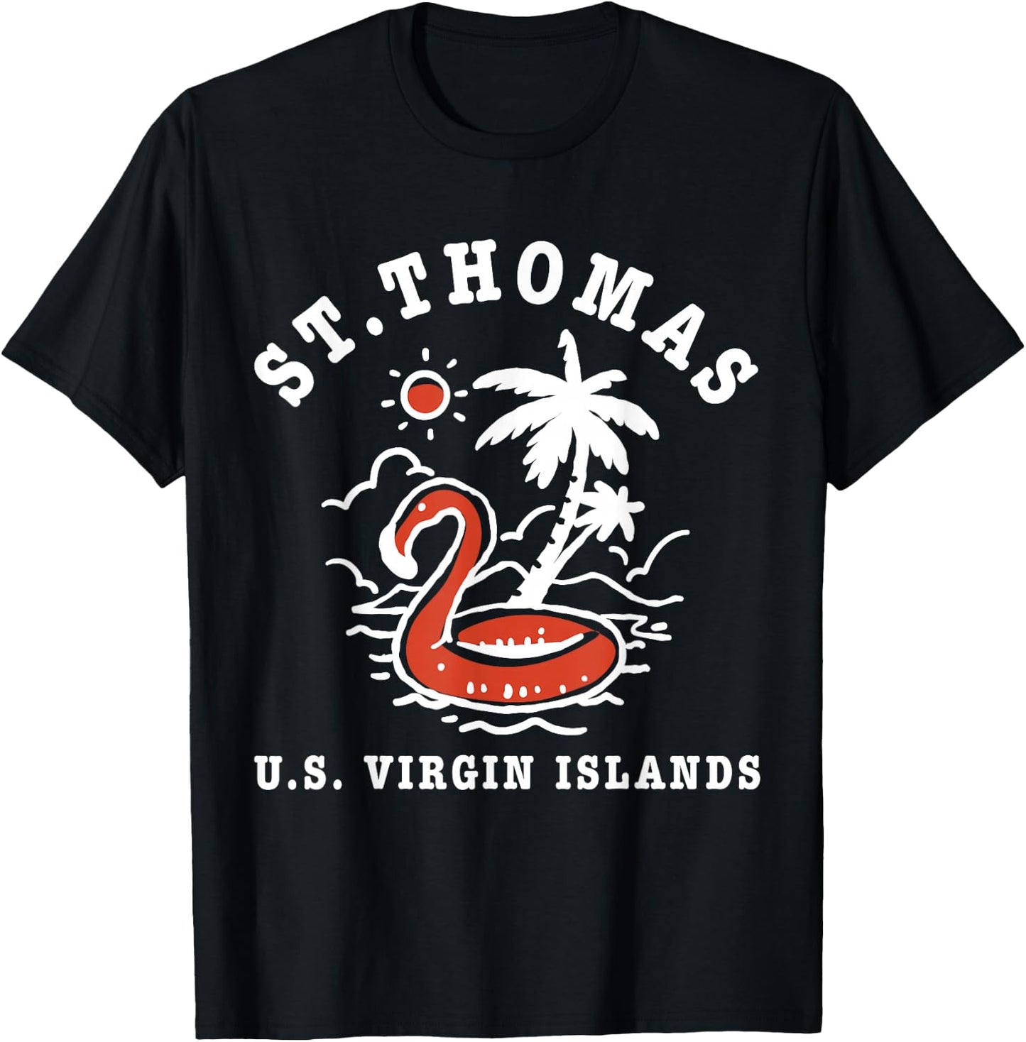 St. Thomas US Virgin Islands Vacation Flamingo Beach T-Shirt - T-Shirt | Black