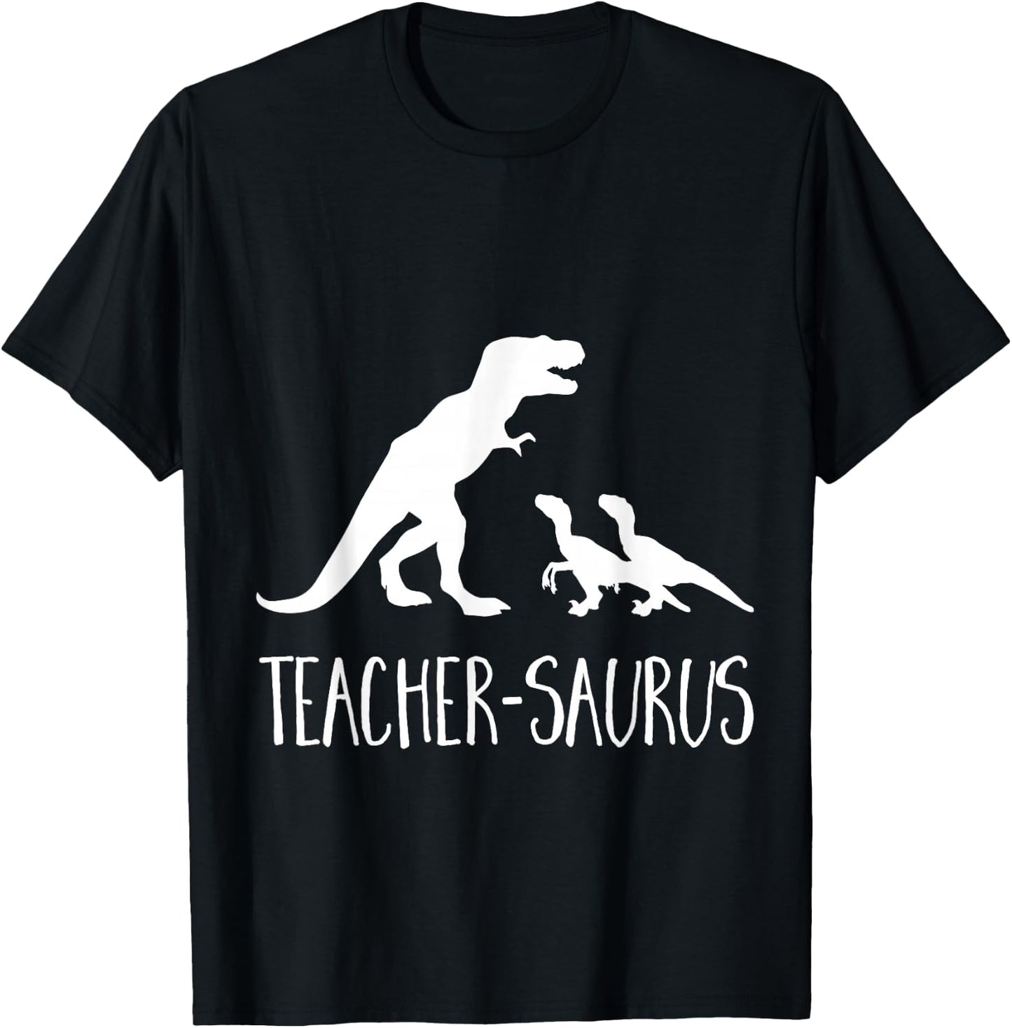 Teacher-Saurus Funny T-Rex & Raptor Animal School T Shirt Men Women Kids T-Shirt - T-Shirt | Black