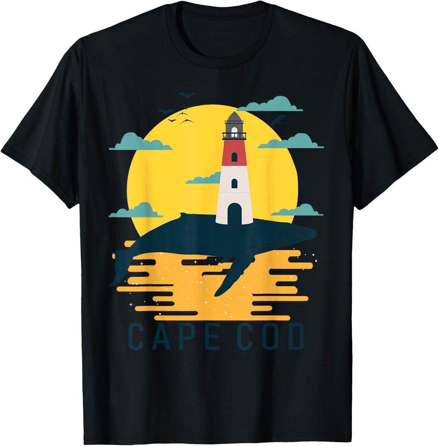 Cape Cod Nauset Lighthouse Vacation Sunset Whale Tourist T-Shirt - T-Shirt | Black