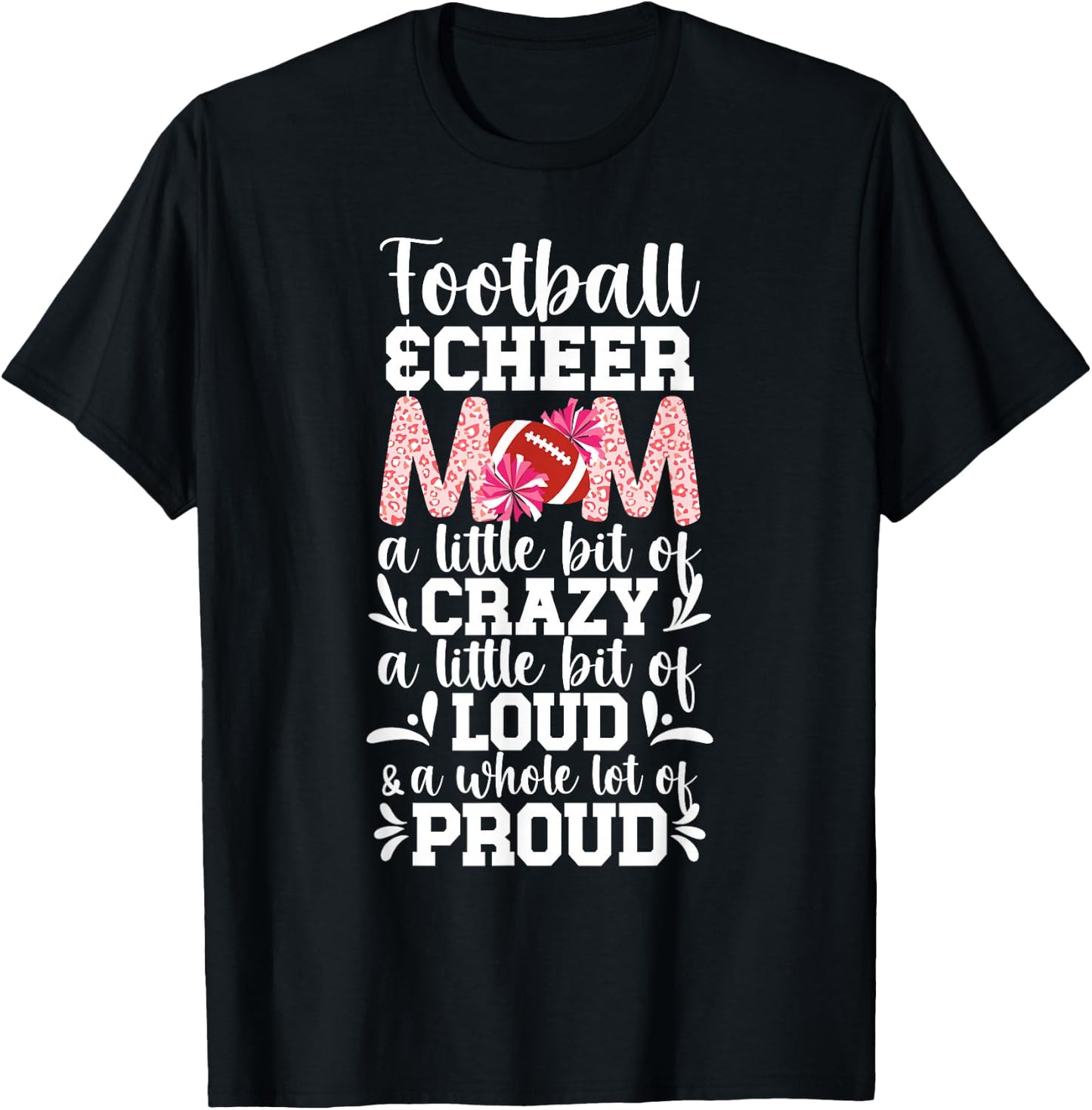 Football & Cheer Mom Proud Football And Cheerleading Mom T-Shirt - T-Shirt | Black