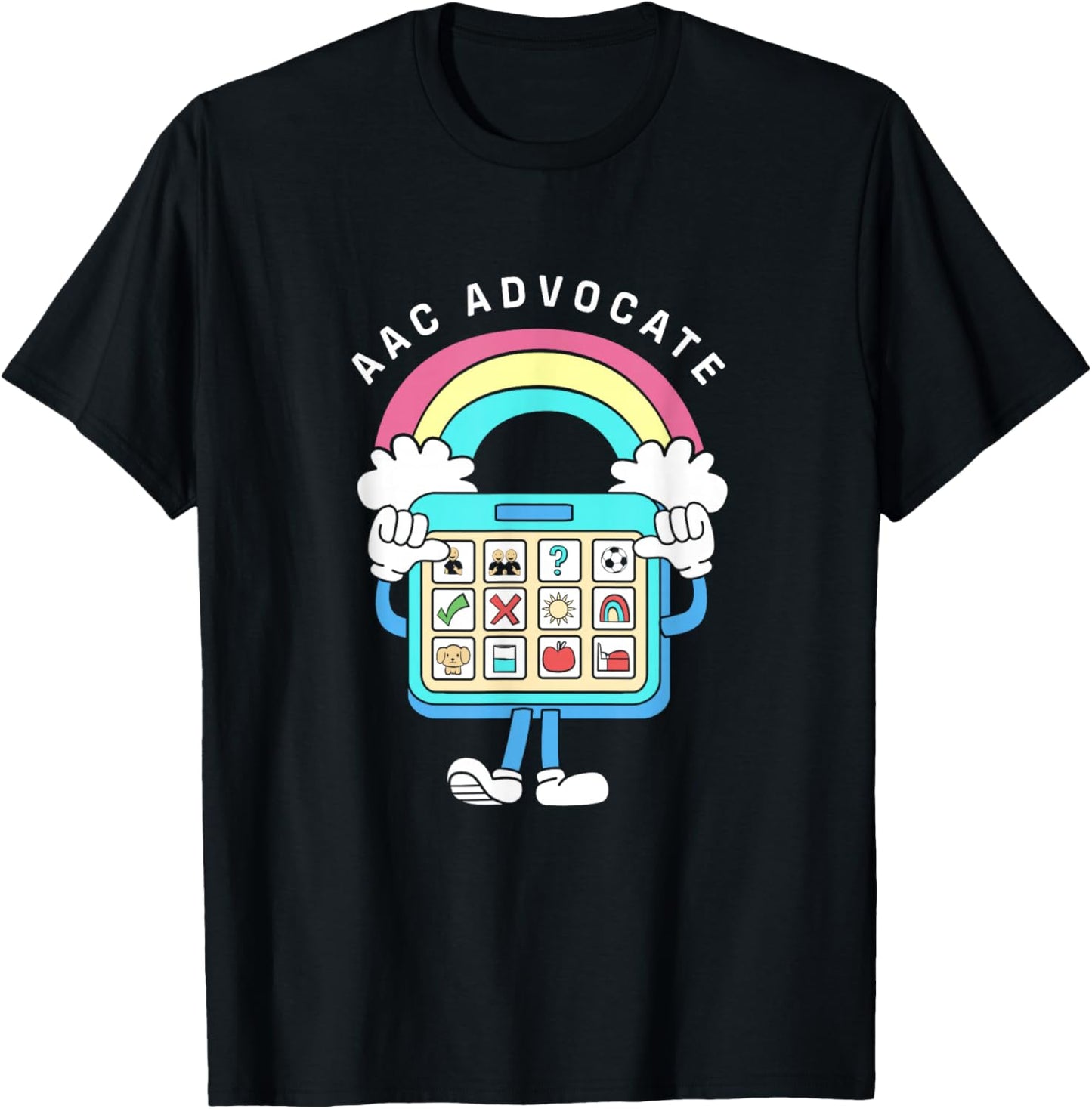 Cute Rainbow AAC Communication Device Advocate AAC Awareness T-Shirt - T-Shirt | Black