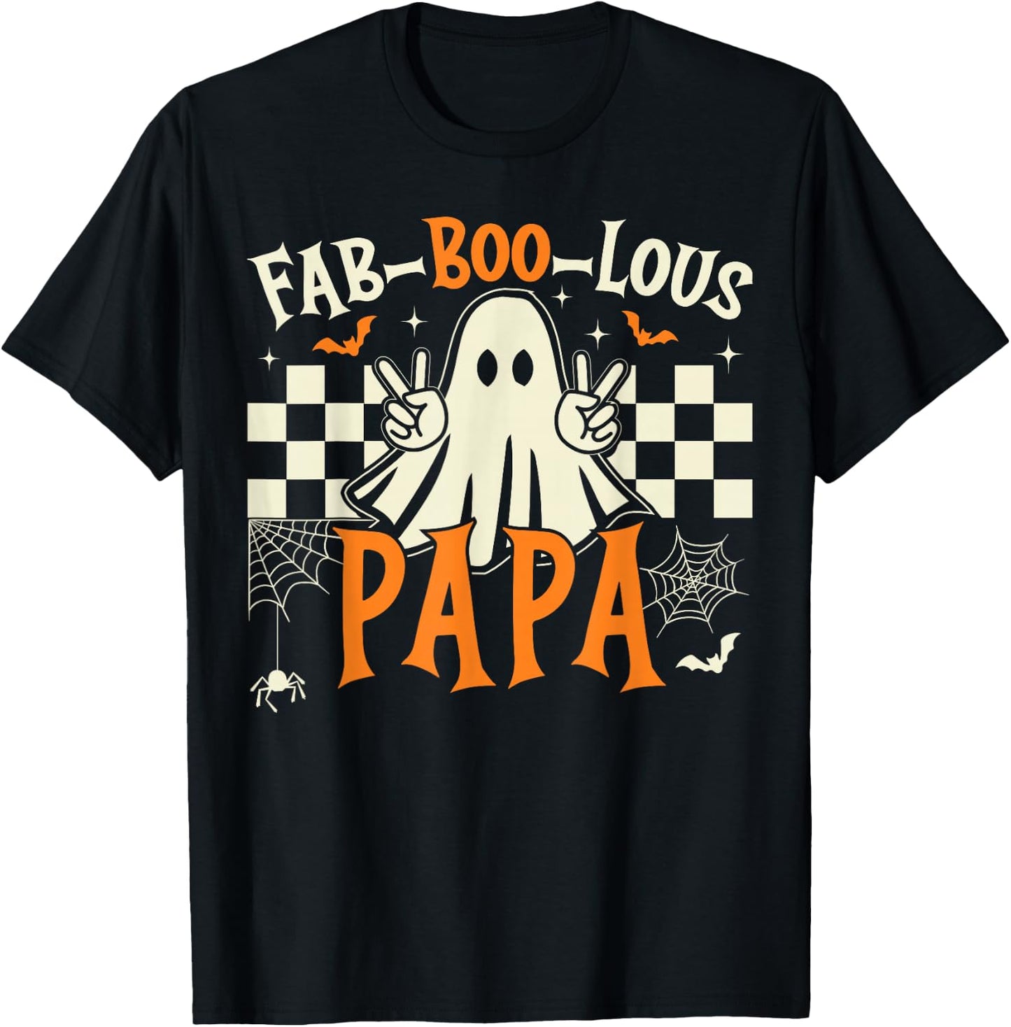 Fab Boo Lous Papa Retro Ghost Spooky Papa Halloween Costume T-Shirt - T-Shirt | Black