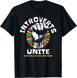 Introverts Unite Separately Own Homes Emblem T-Shirt - T-Shirt | Black