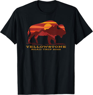 Yellowstone National Park Family Road Trip 2025 Matching T-Shirt - T-Shirt | Black