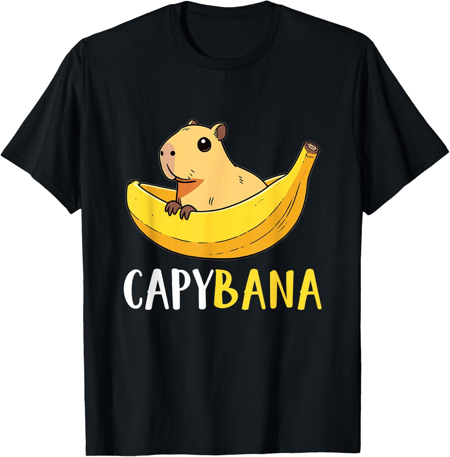 Capybana Kawaii Banana Capybara T-Shirt - T-Shirt | Black
