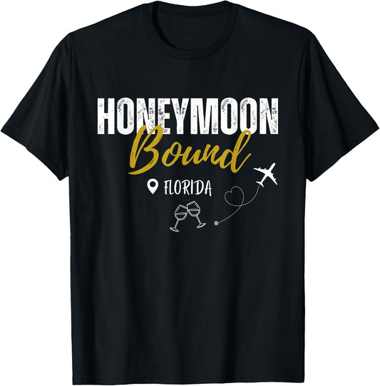 Honeymoon Bound Vacation Trip Florida Matching Couple T-Shirt - T-Shirt | Black