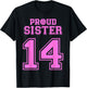 Proud Volleyball Sister Number 14 P T-Shirt - T-Shirt | Black