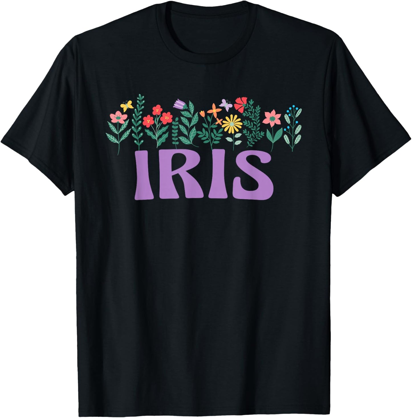 Wildflower Floral IRIS First Name Mother's Day Women T-Shirt - T-Shirt | Black