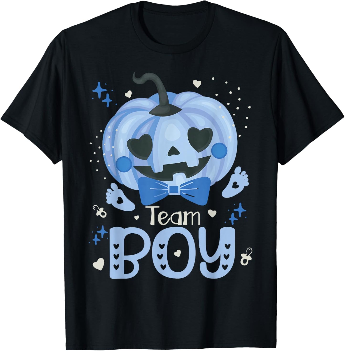Team Boy Pumpkin Halloween Baby Gender Reveal Party Blue T-Shirt - T-Shirt | Black