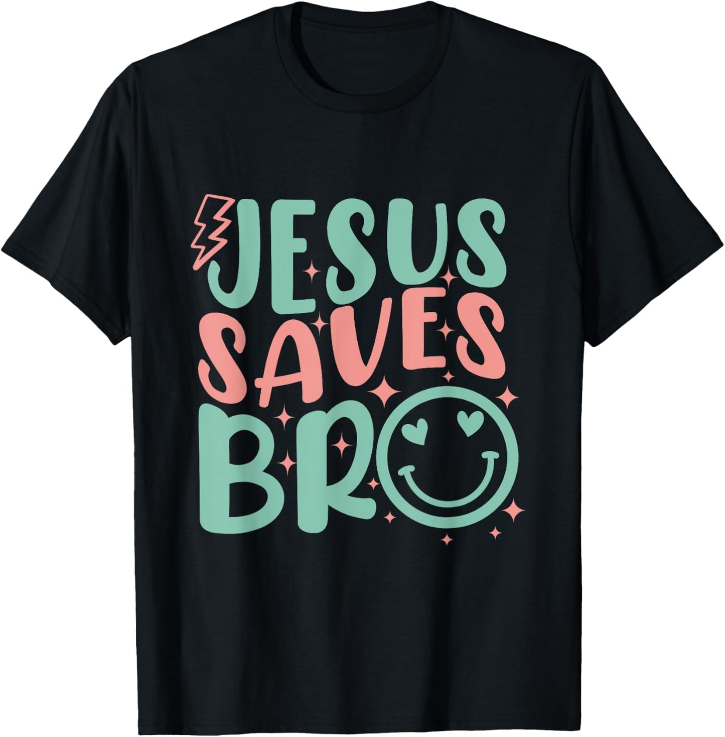 Jesus Saves Bro Retro Kids Christian Religious T-Shirt - T-Shirt | Black