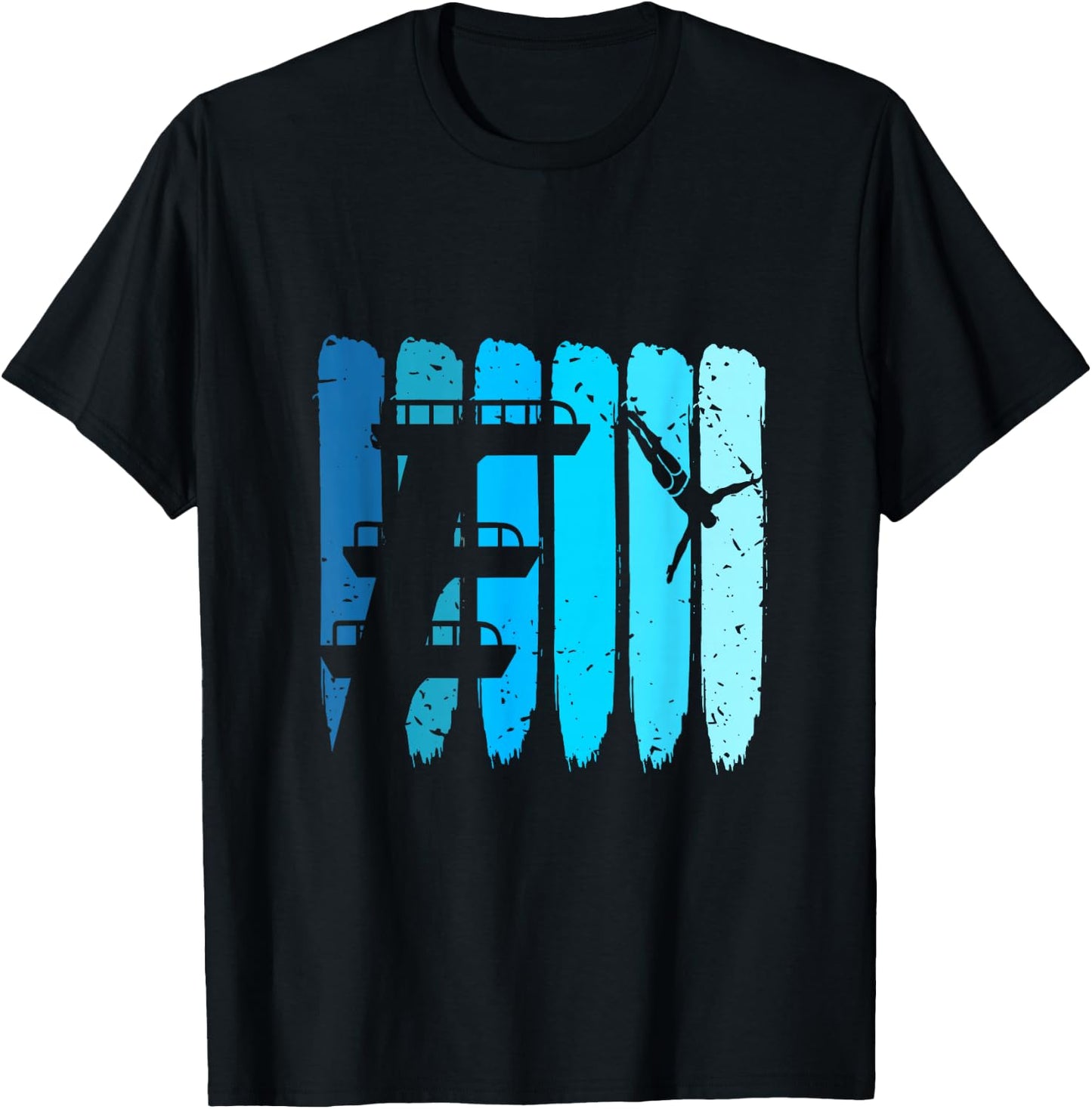 Springboard Diving Retro Platform Diver Springboard Diver T-Shirt - T-Shirt | Black