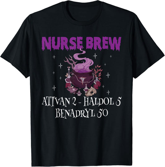 Halloween Nurse Brew Funny Halloween T-Shirt - T-Shirt | Black