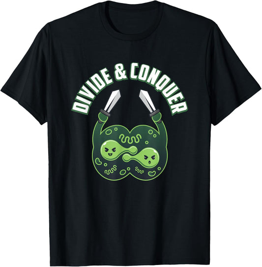 Divide And Conquer Gaming Cells Biology Science Biologist T-Shirt - T-Shirt | Black