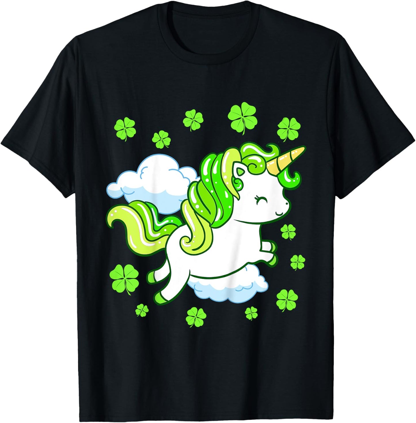 Kids St Patricks Day Unicorn Girls Toddler Shamrock T-Shirt - T-Shirt | Black