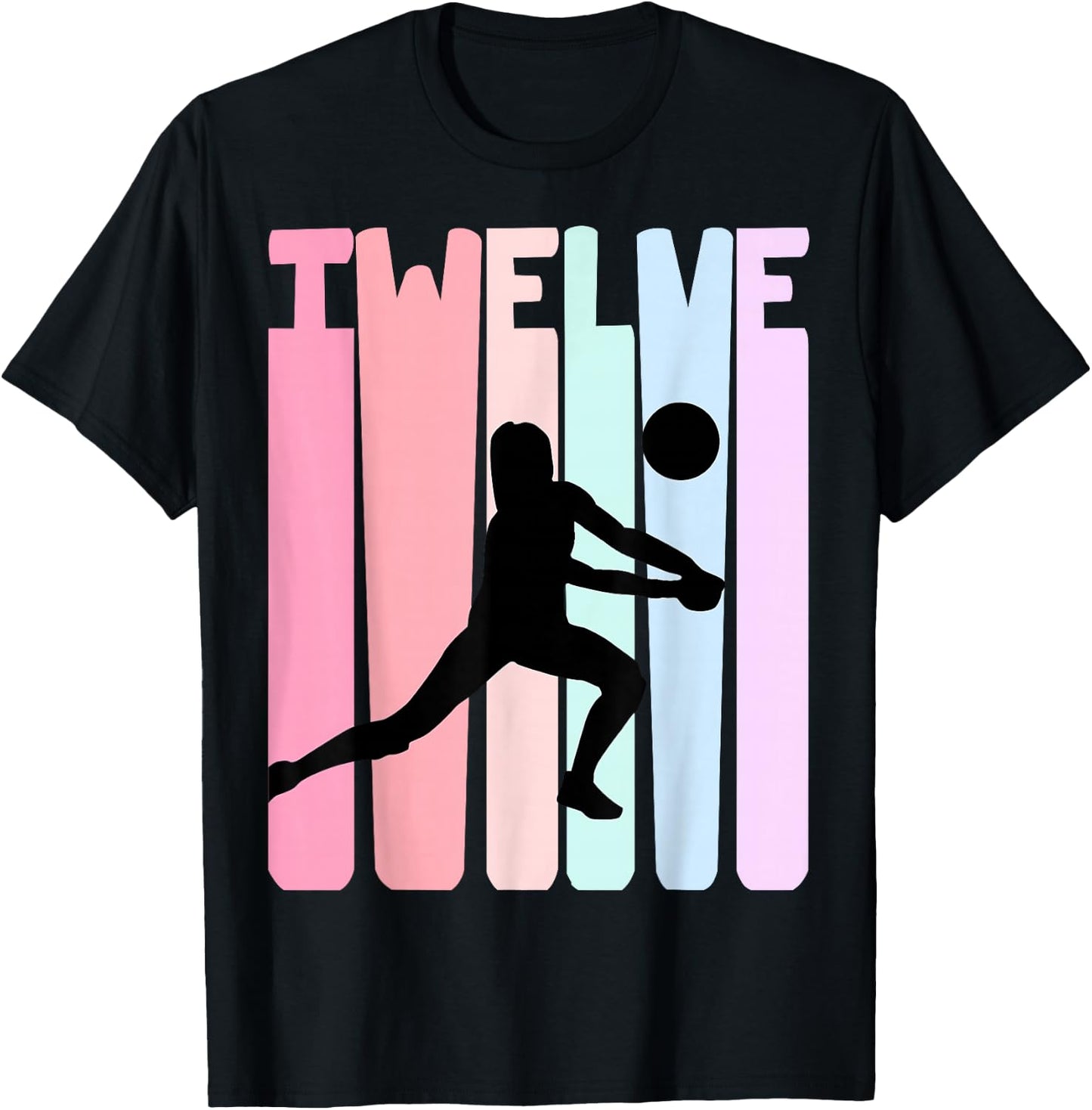 12th Birthday Retro Volleyball Girl Player 12 Years Old Kids T-Shirt - T-Shirt | Black
