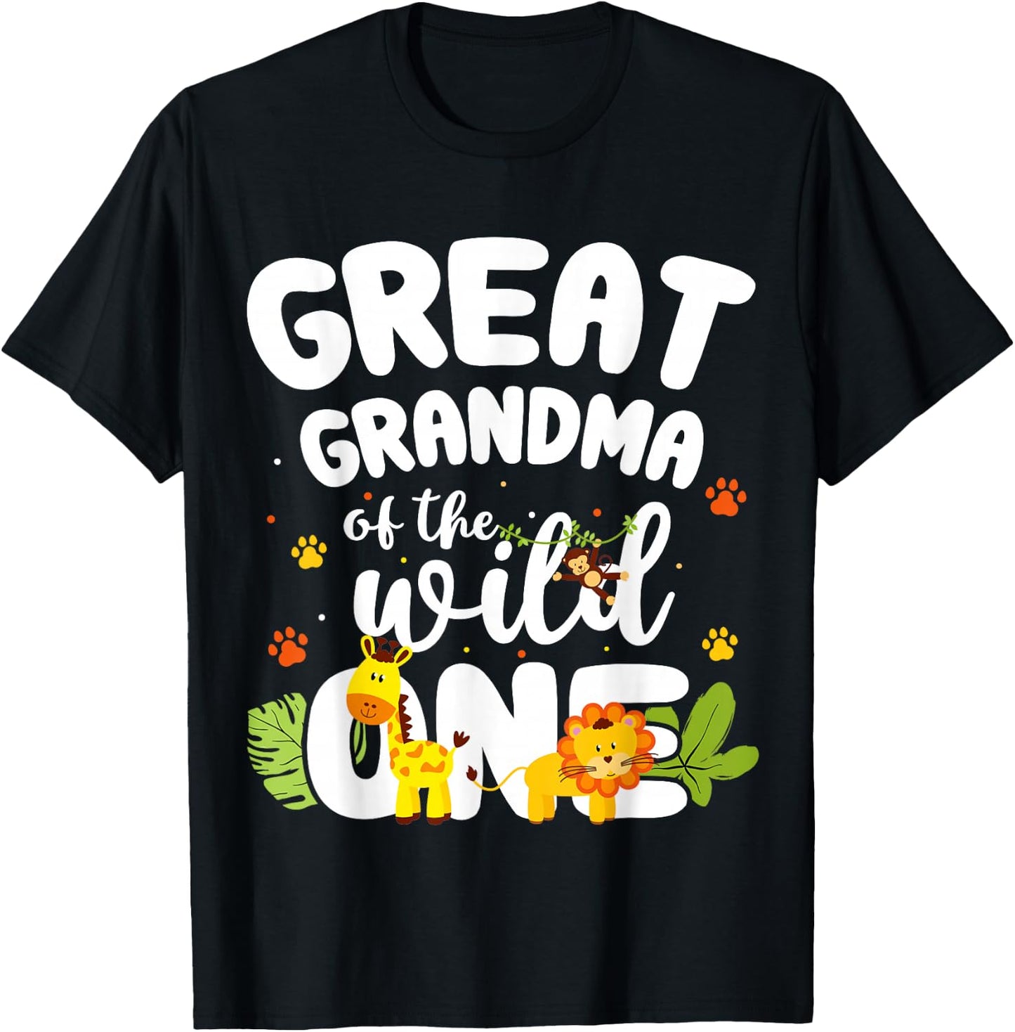 Great Grandma of the Wild One Zoo Birthday Jungle Animal T-Shirt - T-Shirt | Black