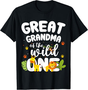 Great Grandma of the Wild One Zoo Birthday Jungle Animal T-Shirt - T-Shirt | Black