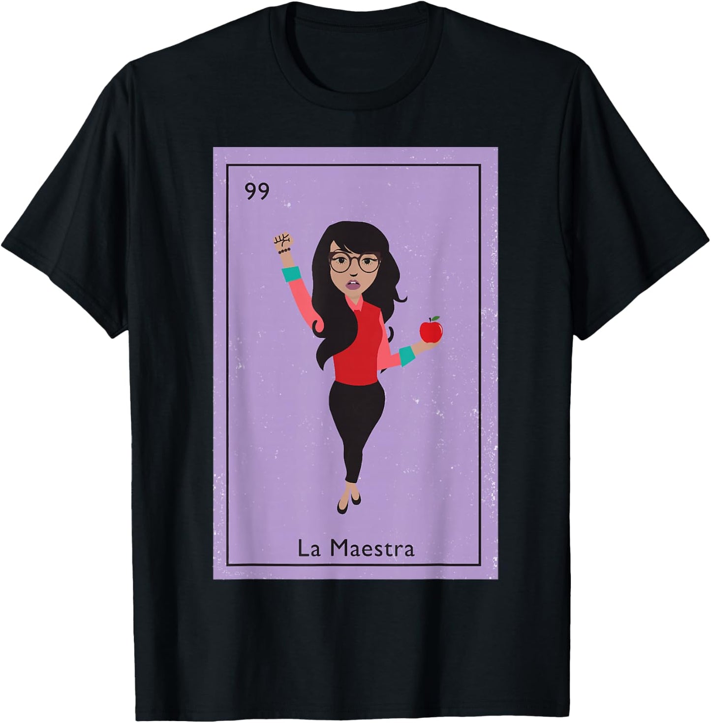La Maestra Mexican Bingo Card Teacher Lottery Card T-Shirt - T-Shirt | Black