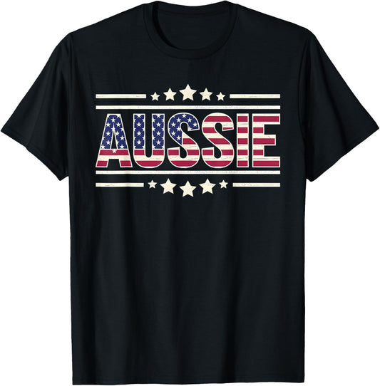 Aussie Australia Day 4th of July Australian American Aussie T-Shirt - T-Shirt | Black