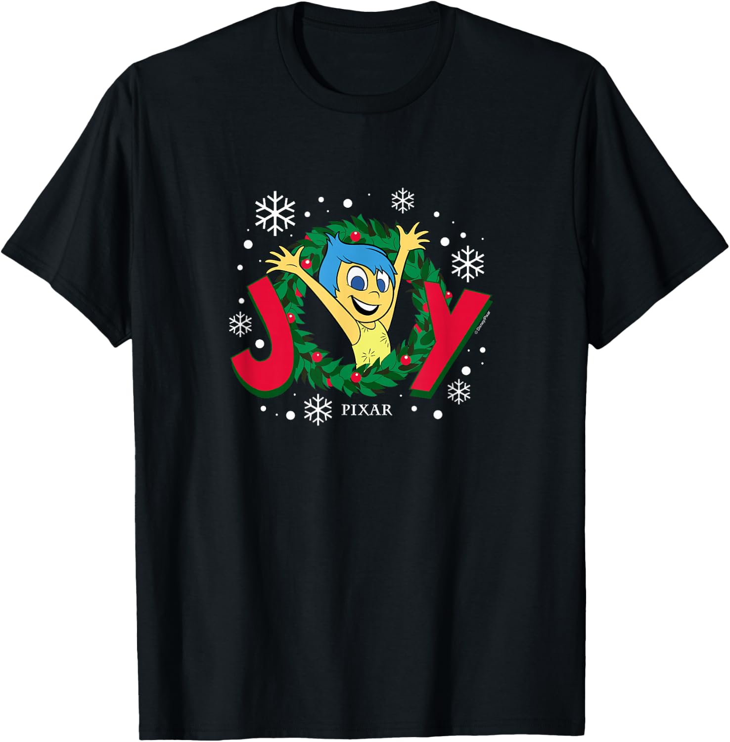 Inside Out 2 - Joy Christmas Wreath T-Shirt - T-Shirt | Black