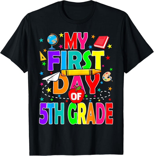 My First Day of 5th Grade Back to School Boys Kids T-Shirt - T-Shirt | Black