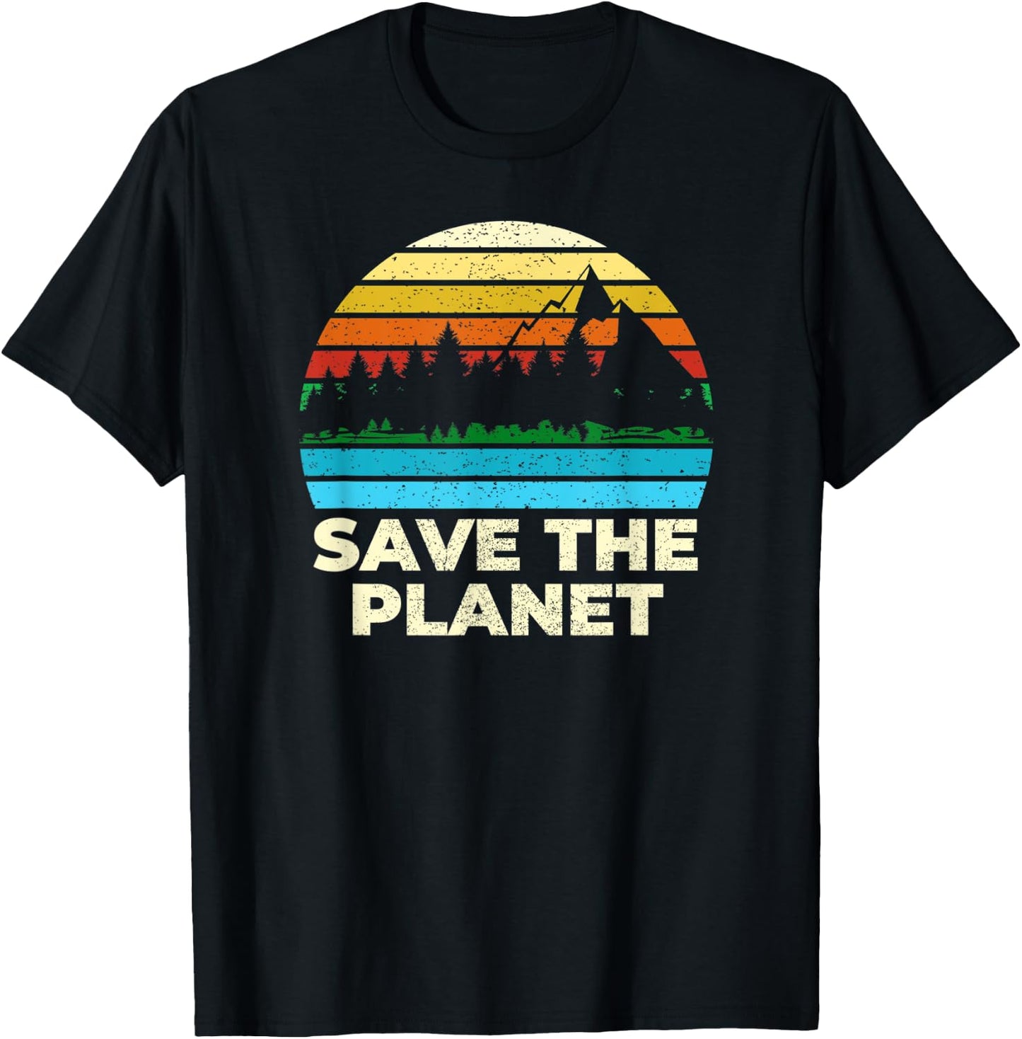 Save Protect The Planet Retro Vintage Earth Day T-Shirt - T-Shirt | Black