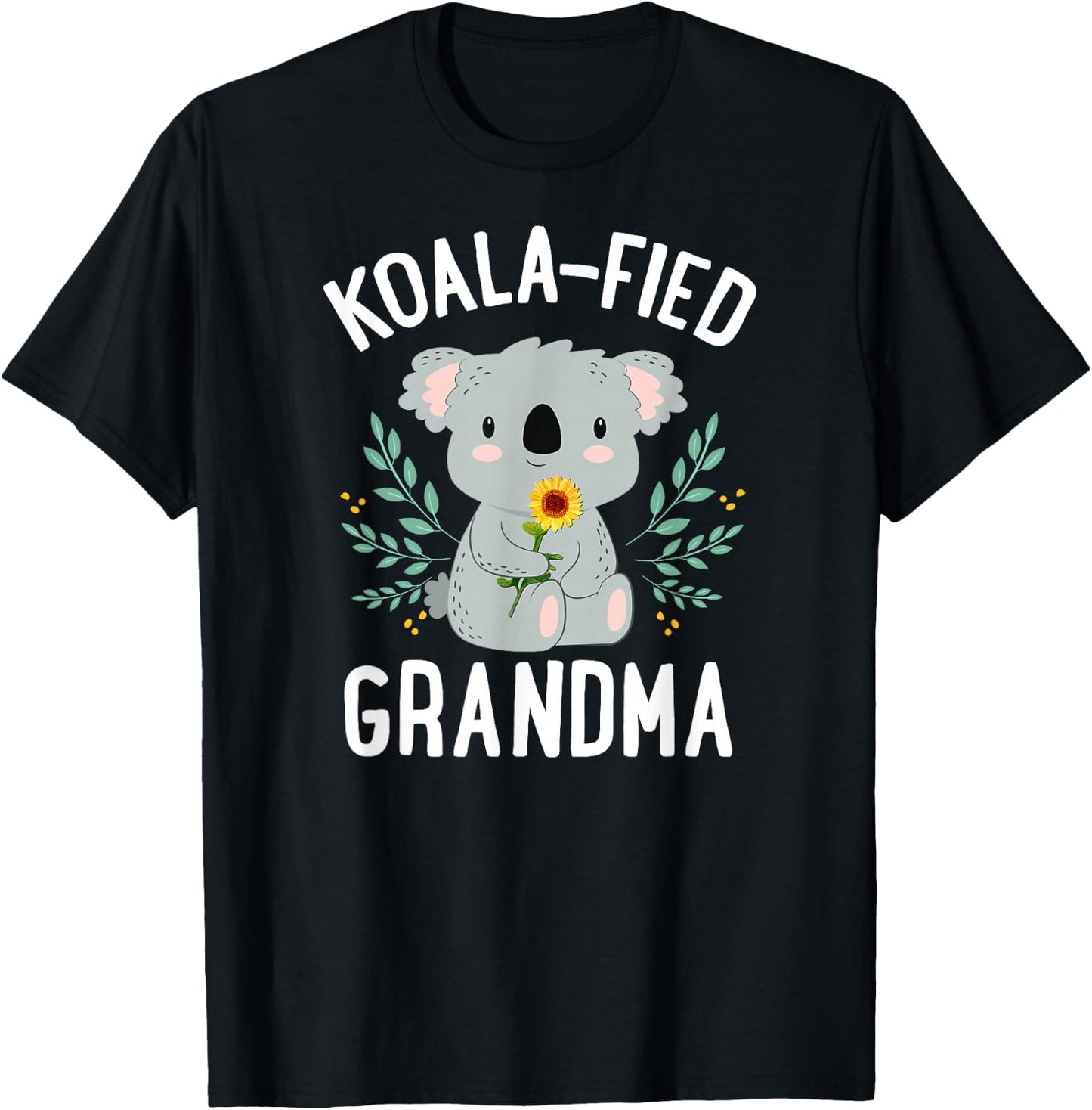 Koalafied Grandma Koala Bear Sunflower Floral Mothers Day T-Shirt - T-Shirt | Black