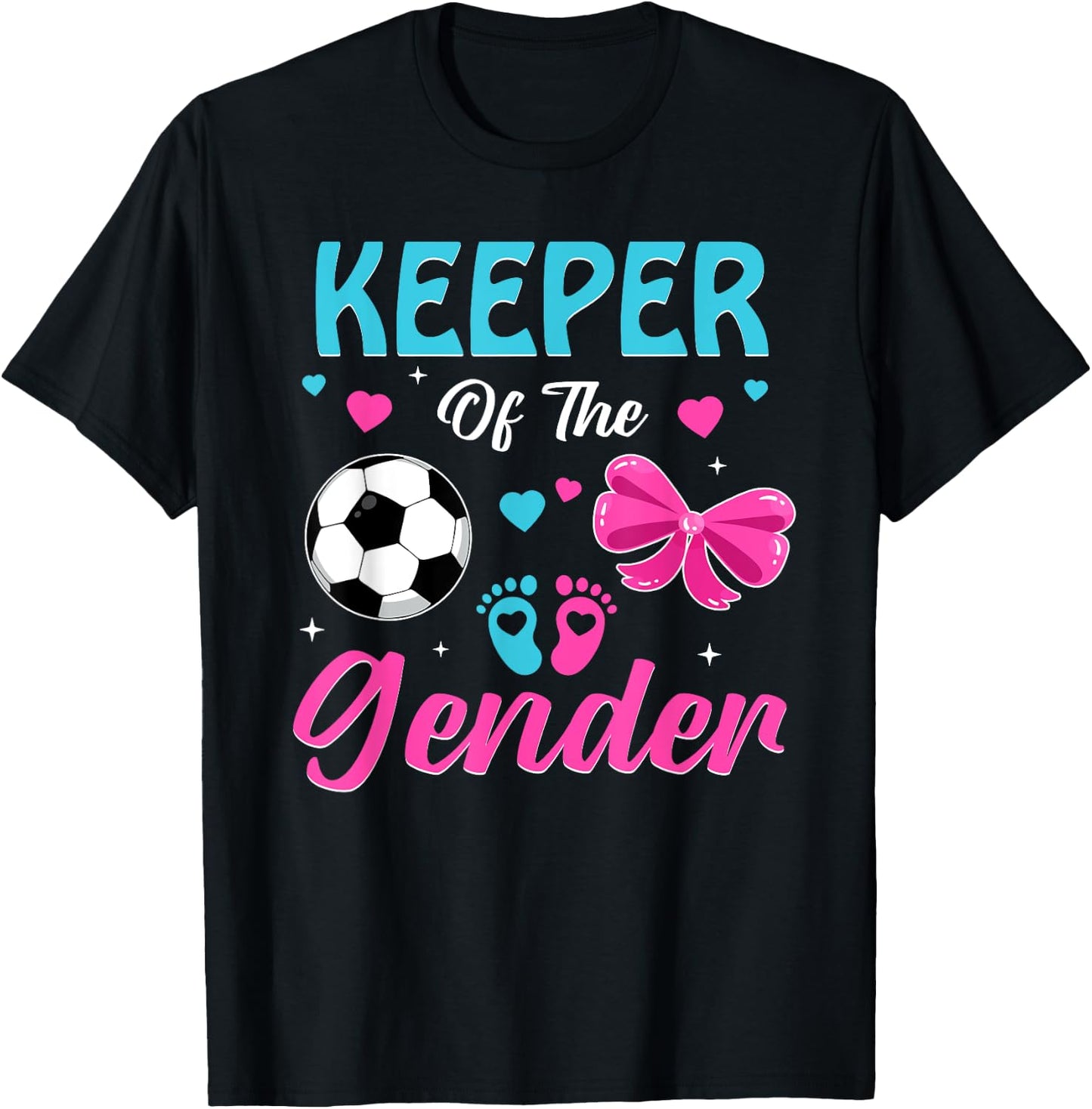 Keeper Of The Gender Soccer Gender Reveal Party T-Shirt - T-Shirt | Black